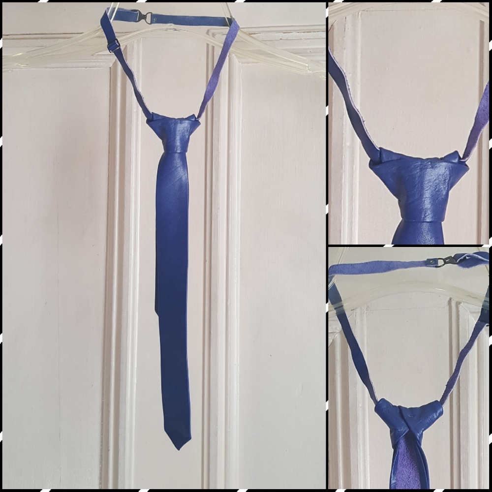 Vintage 80s Royal Blue Leather Tie